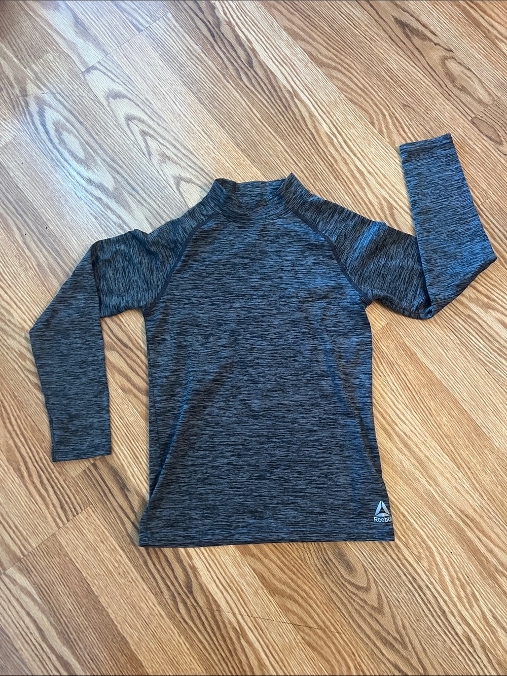 Reebok Youth Long-Sleeve Mock Neck Top - Dark Heather Gray